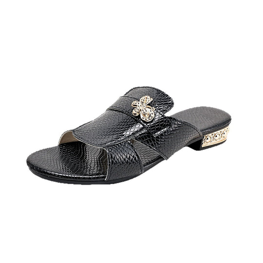 Damen elegante Slide-Pantoletten mit modischem Ketten-Detail EB