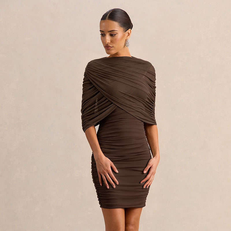Damen Figurumspielendes Abendkleid mit raffiniertem Drapierdesign und schulterfreier Silhouette EB