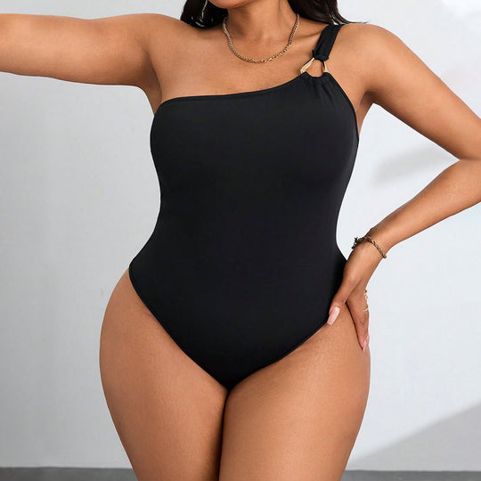 Damen Einteiler Badeanzug mit asymmetrischem Design und raffiniertem Schulterdetail EB