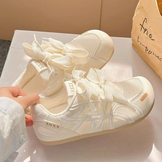 Damen Sneakers mit dekorativen Schleifen und atmungsaktivem Obermaterial EB