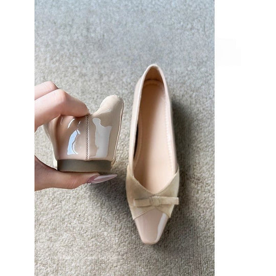 Damen flache Ballerinas mit eleganter Schleifenapplikation EB