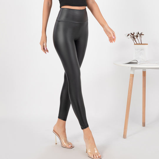 Damen Hochglänzende Leggings mit hohem Bund und formendem Schnitt EB