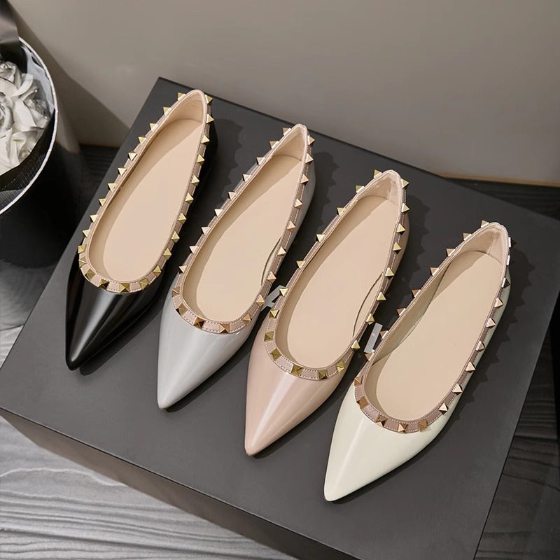 Damen schicke Ballerinas mit glamourösen Nietenverzierungen EB