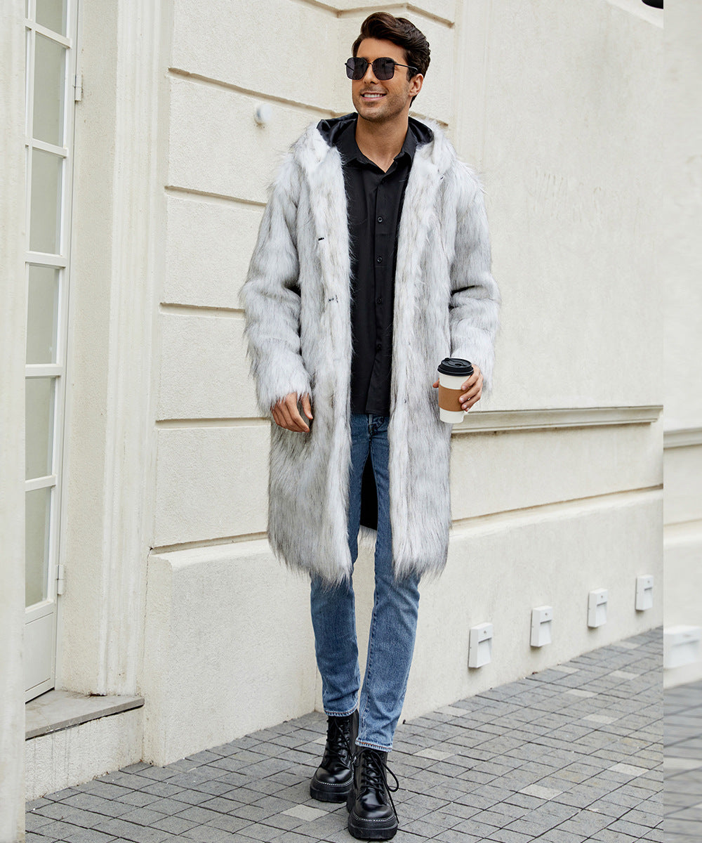 Herren Elegant gefütterter Mantel mit Kapuze EB