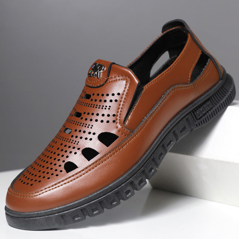 Herren Komfortable Slip-On Lederschuhe mit belüftetem Design EB