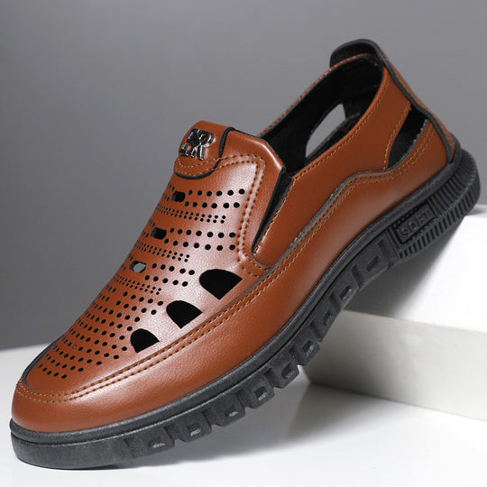 Herren Komfortable Slip-On Lederschuhe mit belüftetem Design EB