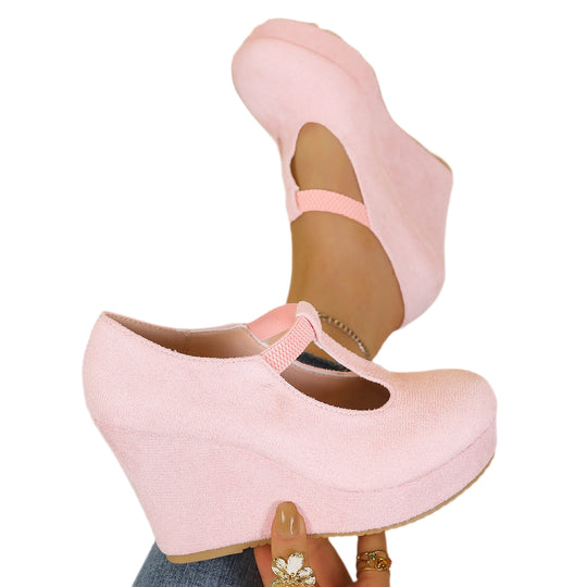 Damen Wedge-Pumps mit schickem T-Strap-Design EB