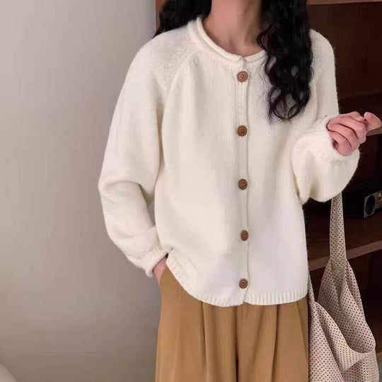 Damen Strickjacke mit asymmetrischem Schnitt und großzügigen Ballonärmeln EB