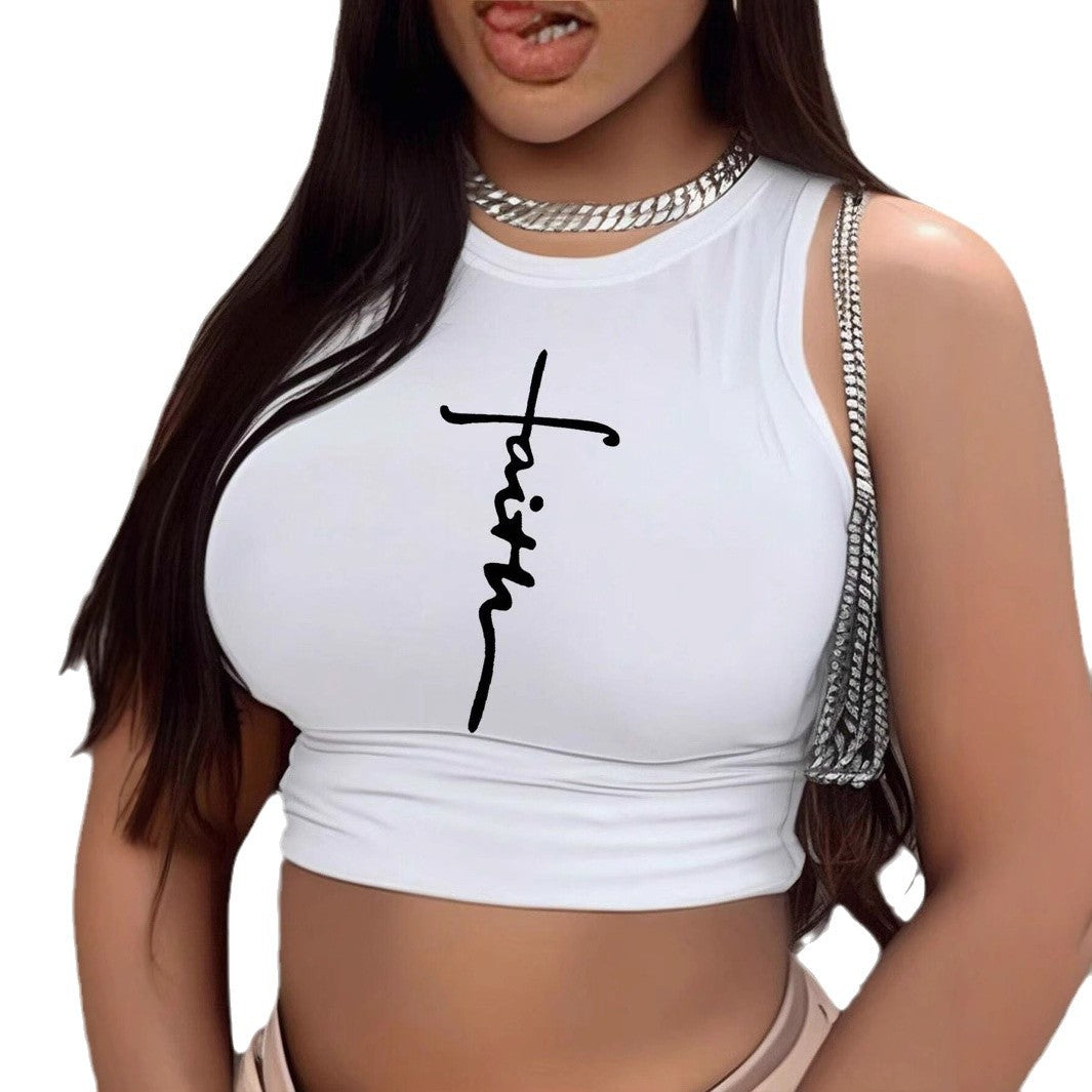 Damen Crop-Top mit einzigartigem Design und modischem Schriftzug EB
