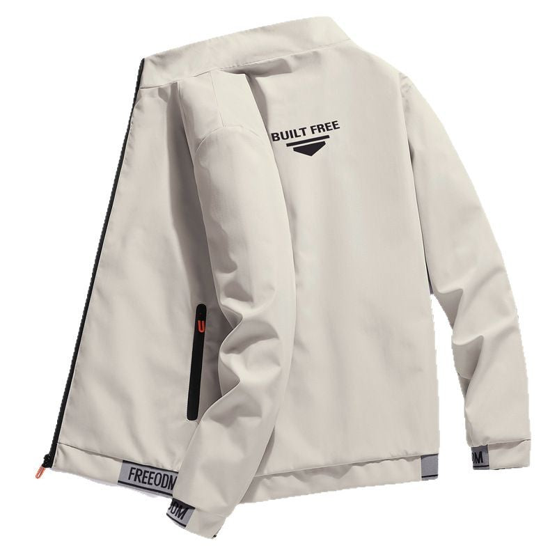Herren leichter winddichter Freizeitblouson mit Logo-Print, Reißverschlusstaschen und elastischem Saum EB