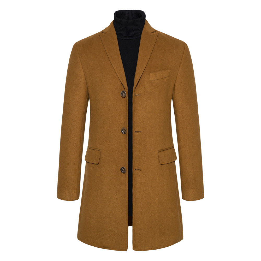 Herren eleganter Wollmantel mit modernem Schnitt und praktischen Taschen EB