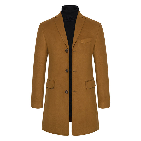 Herren eleganter Wollmantel mit modernem Schnitt und praktischen Taschen EB