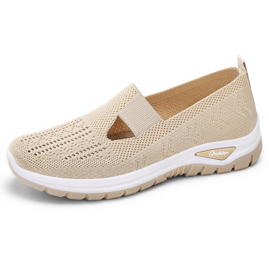 Damen nan gestrickter Schlupfsneaker mit atmungsaktivem Obermaterial und stoßdämpfender Profilsohle EB