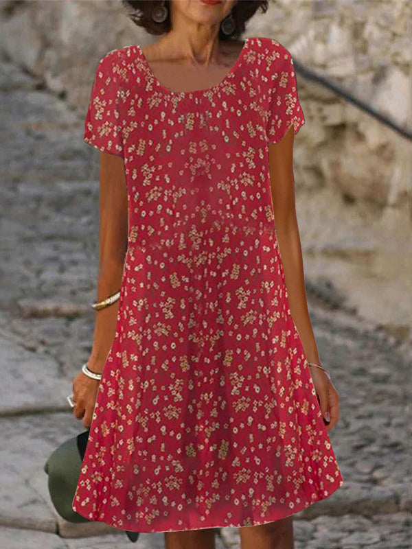 Damen lässiges Sommerkleid mit modernen Mustern und femininem Schnitt EB