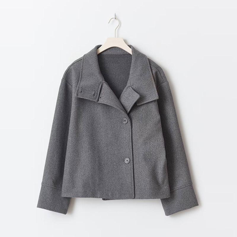 Damen modische Wolljacke mit strukturiertem Kragen und elegantem Schnitt EB