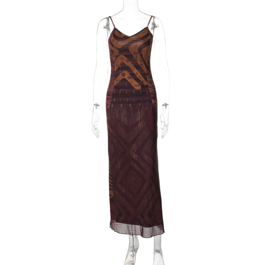 Damen Lässiges Maxikleid mit raffiniertem Grafikmuster EB