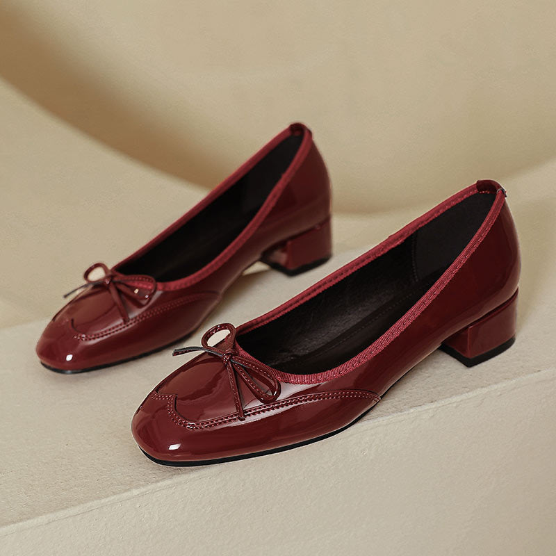 Damen elegante Ballerinas mit dekorativem Schleifendetail EB