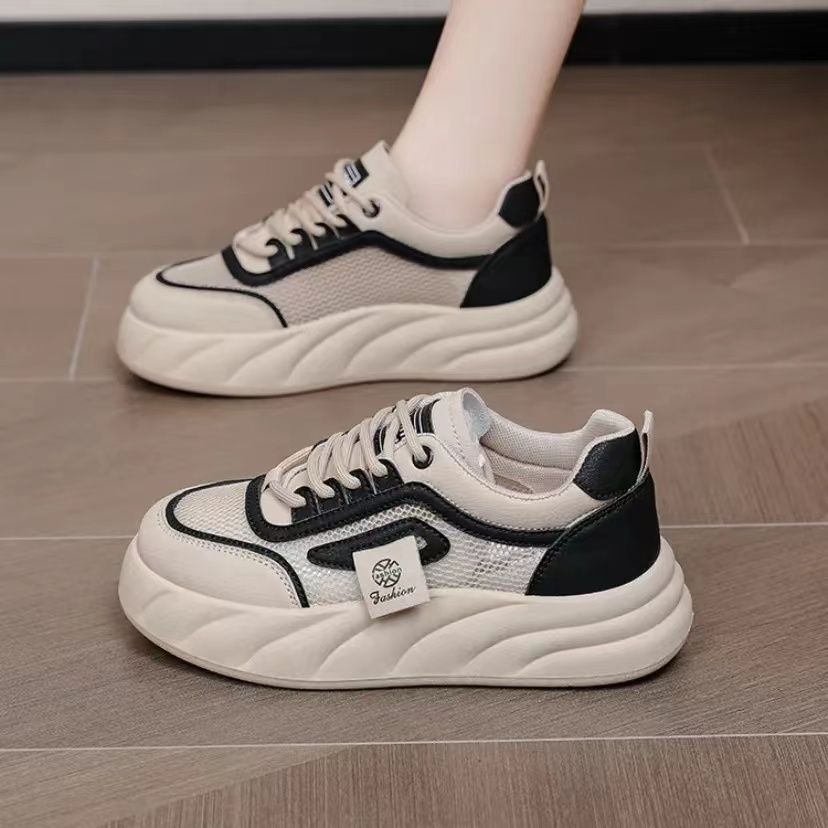 Damen Komfortable und trendige Sneakers mit atmungsaktivem Mesh und dicker Sohle EB