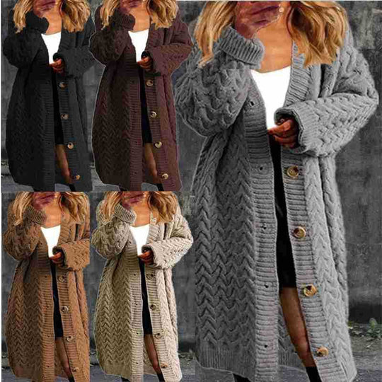 Damen Grobstrick Cardigan mit Knopfdetails und strukturiertem Muster EB