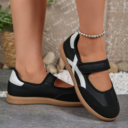 Damen Mary-Jane-Sneaker mit Klettverschluss und gepolstertem Komfortfußbett EB