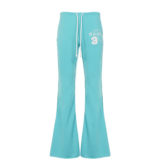 Damen nan ausgestellte Sweatpants mit extra weitem Schlag, elastischem Bund und Kordelzug EB
