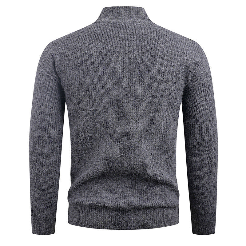Herren Strickpullover mit modernem Reißverschluss und strukturierter Textur EB