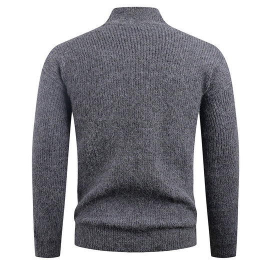 Herren Strickpullover mit modernem Reißverschluss und strukturierter Textur EB
