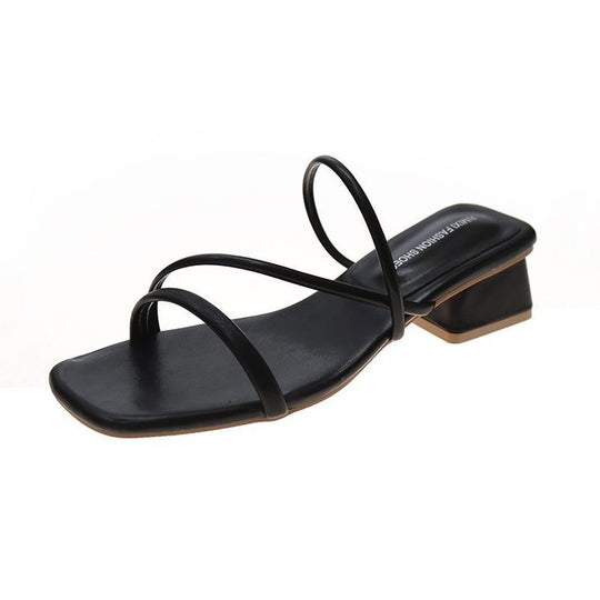 Damen elegante Riemchen-Sandaletten mit quadratischem Absatz EB
