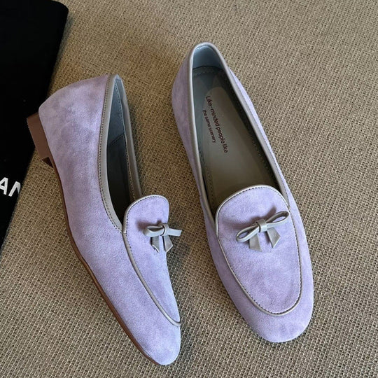 Damen Mokassins mit raffinierten Schleifenapplikationen und weichem Veloursleder EB
