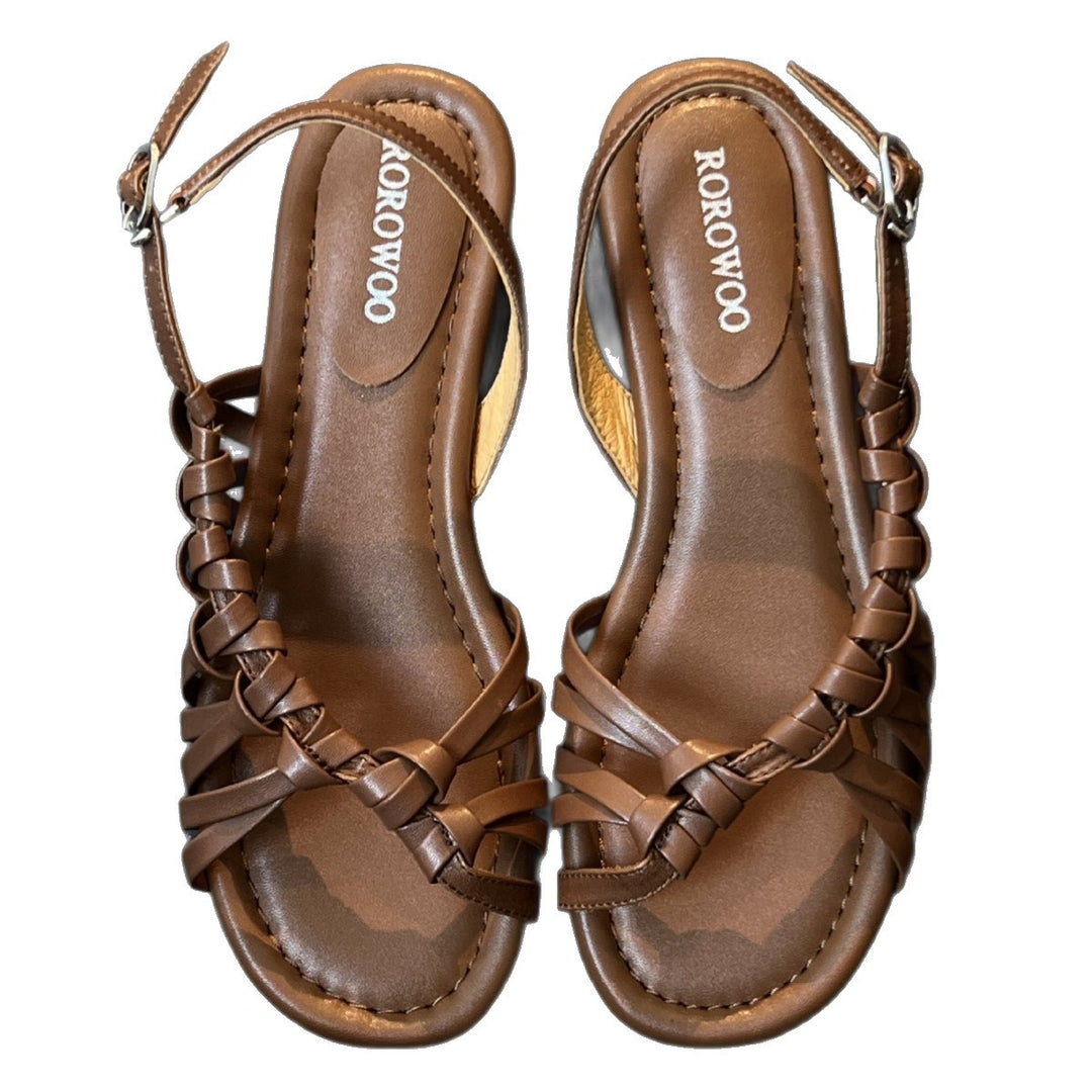 Damen stylische Riemchensandalen mit geflochtenem Obermaterial EB