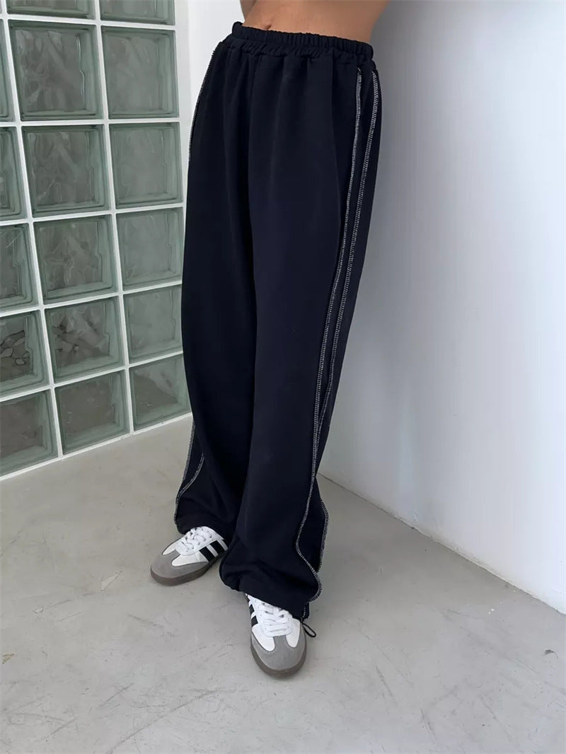 Damen nan weite Lounge-Jogginghose mit elastischem Komfortbund und seitlichen Eingrifftaschen EB