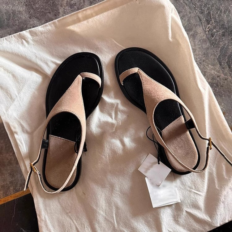 Damen Modische Zehentrenner-Sandalen mit elegantem Riemendesign und bequemem Fußbett EB