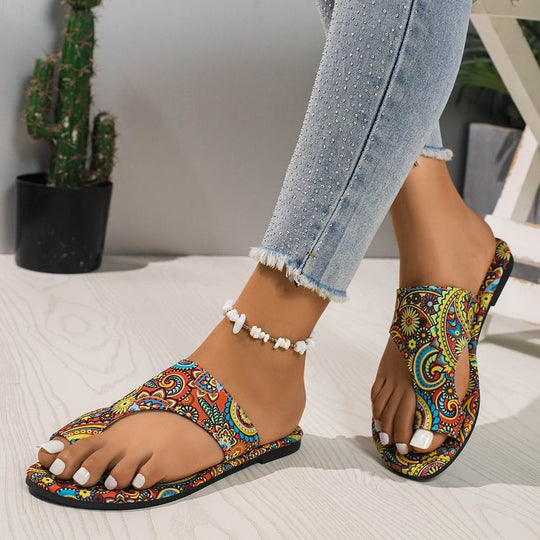 Damen stilvolle Pantoletten mit elegantem Paisley-Muster EB