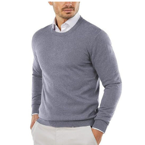 Herren eleganter Rundhals-Pullover aus feiner Baumwolle EB