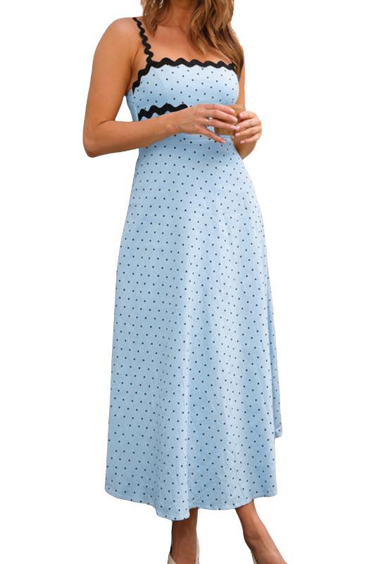 Damen Maxikleid mit Spitze und verspieltem Polka-Dot-Muster EB