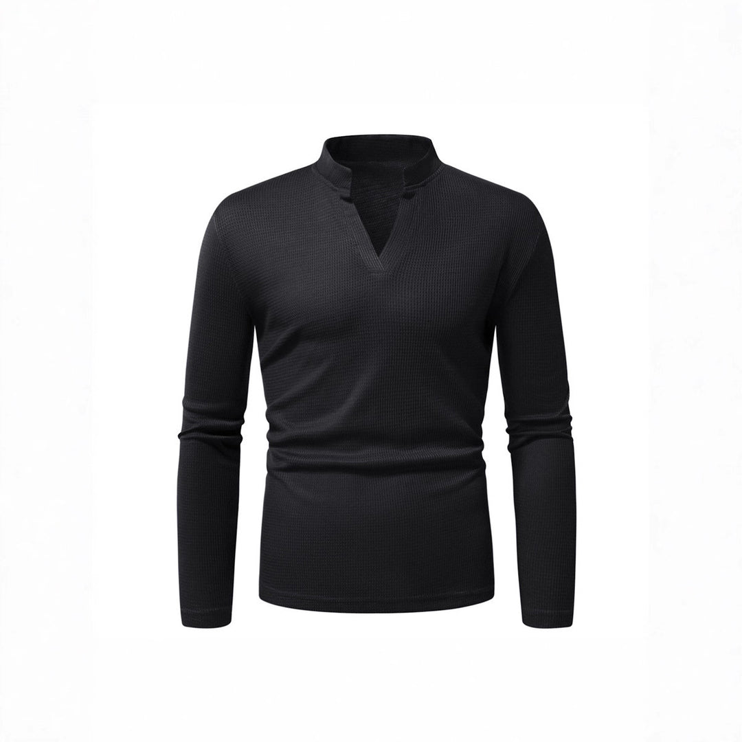 Herren Langarmshirt mit modernem Stehkragen und strukturierter Oberfläche EB