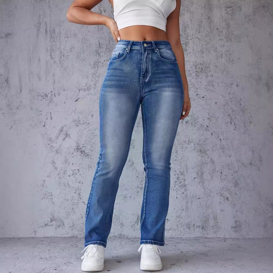 Damen Bootcut-Jeans mit hohem Taillenbund und Stretch-Anteil EB