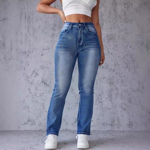 Damen Bootcut-Jeans mit hohem Taillenbund und Stretch-Anteil EB