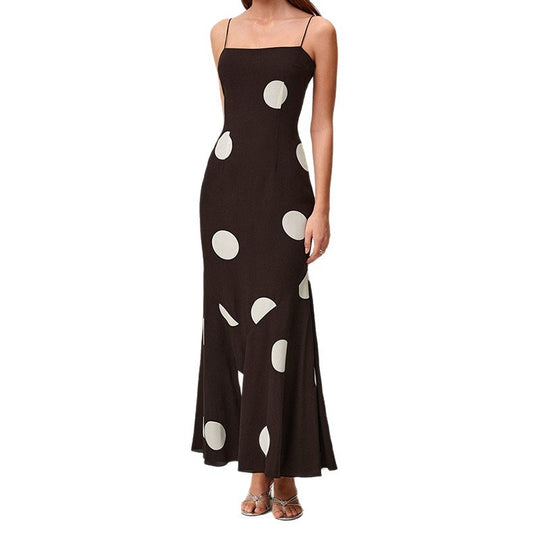 Damen Maxikleid mit elegantem Polka-Dot-Muster EB
