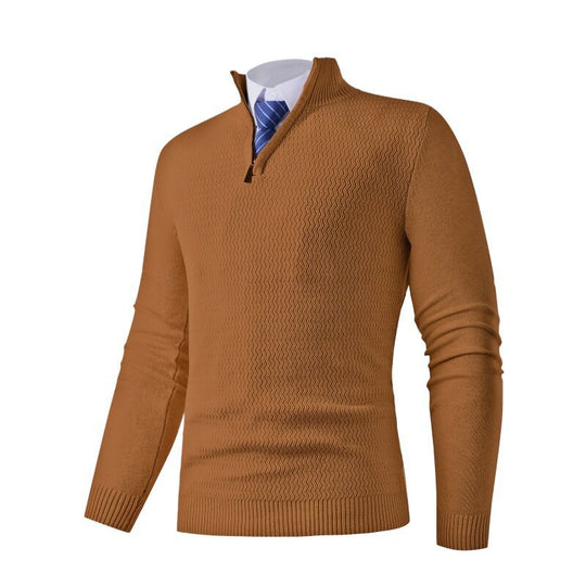 Herren Strickpullover mit modernem Stehkragen und strukturiertem Design EB