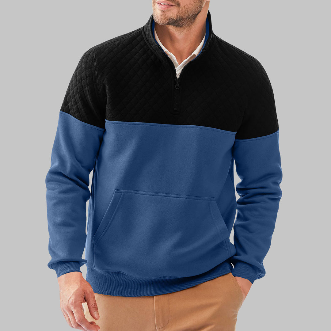 Herren Stepppullover mit hohem Kragen und praktischer Kängurutasche EB