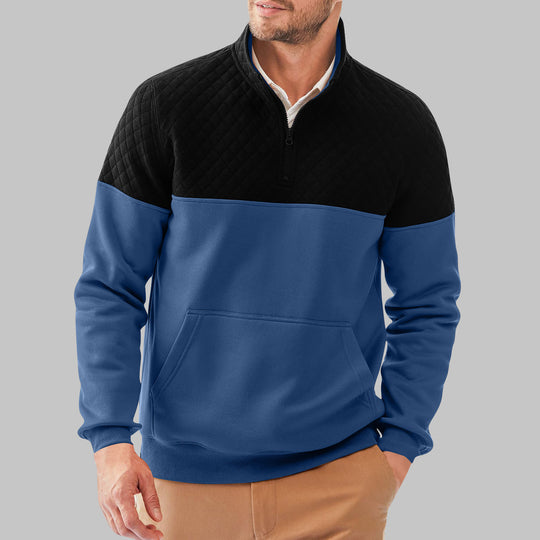 Herren Stepppullover mit hohem Kragen und praktischer Kängurutasche EB
