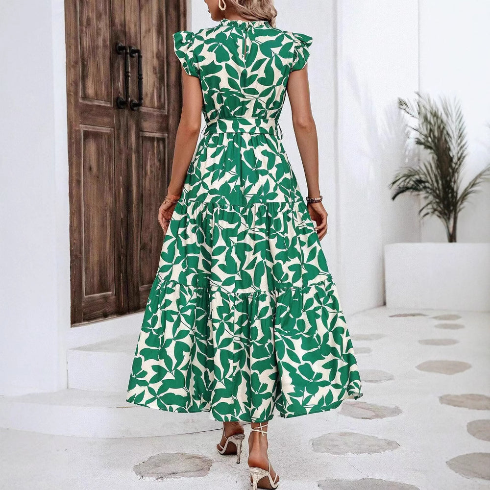 Damen Maxikleid mit Rüschendetails und floralem Print EB