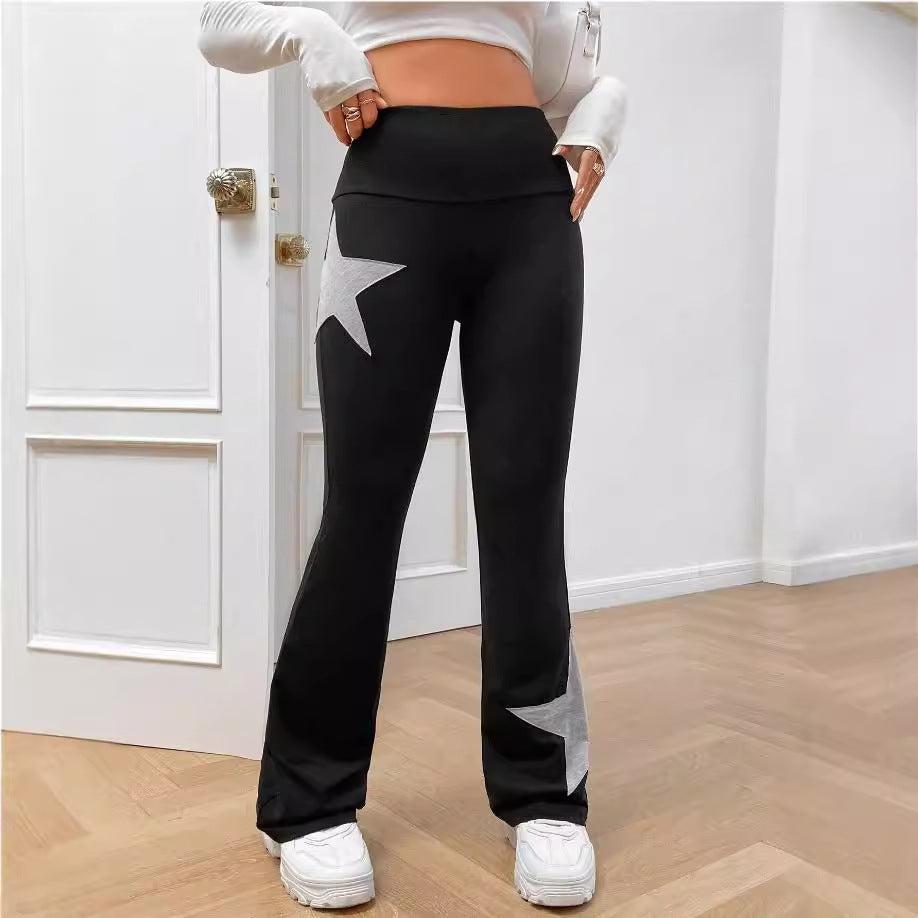Damen legere Bootcut-Leggings mit Sternen-Motiv EB