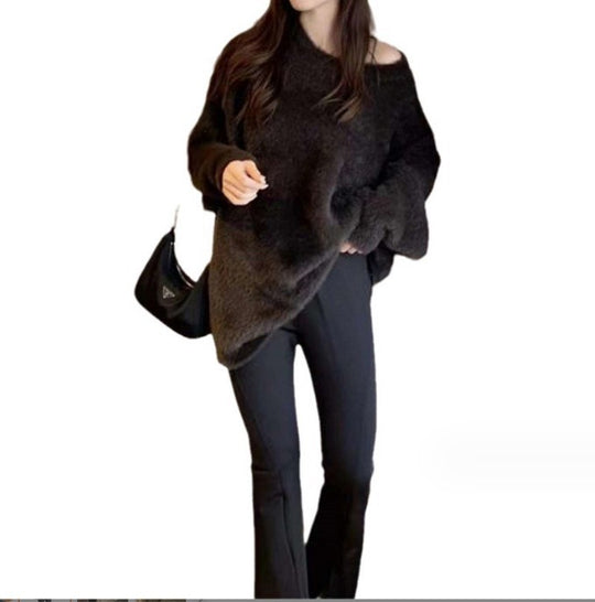 Damen weicher Strickpullover im lässigen Oversized-Stil EB
