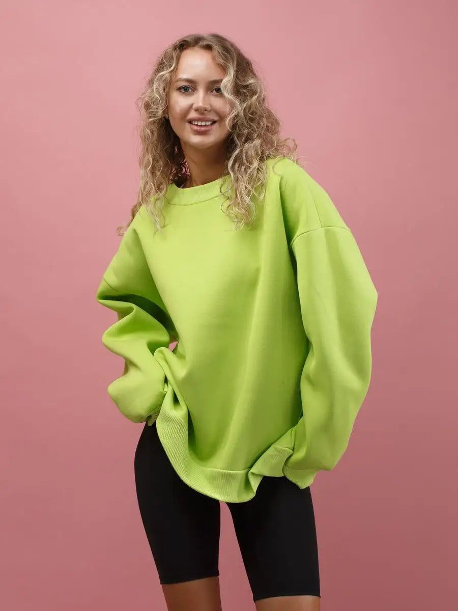 Damen Oversized Sweatshirt mit lässigem Schnitt und hohen Bündchen EB