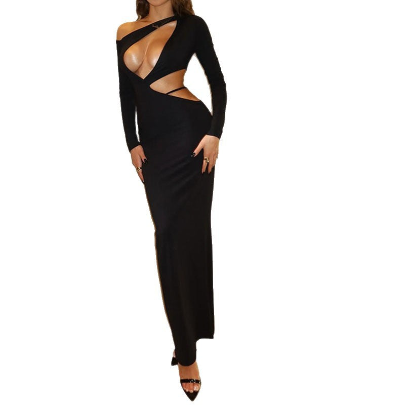 Damen Figurbetontes Cut-Out Maxikleid EB