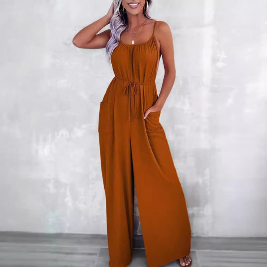 Damen Jumpsuit mit Schlaufen-Details und Taschen EB
