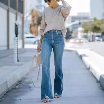 Damen Flared Jeans mit hohem Bund und schmeichelhaftem Schnitt EB