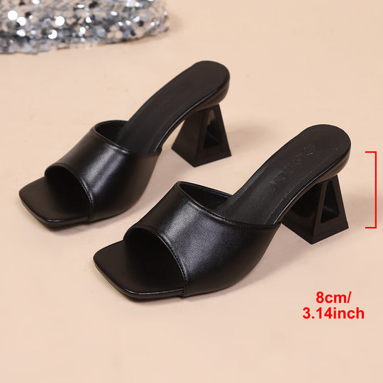 Damen Modische Klapp-Heels mit strukturiertem Blockabsatz EB